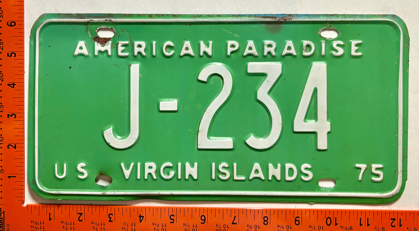1975 Virgin Islands #J-234 Passenger License Plate