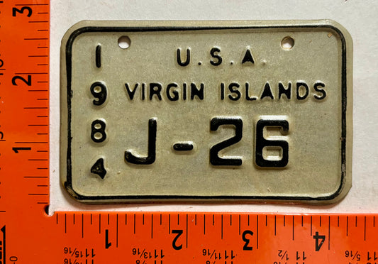 1984 Virgin Islands #J-26 Bicycle License Plate