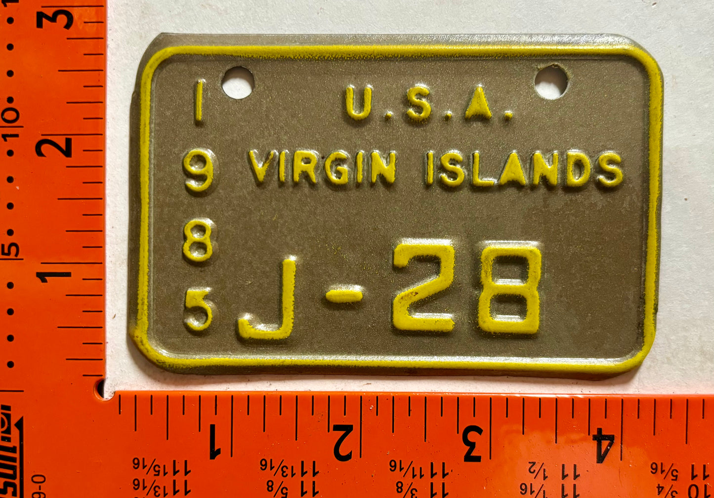 1985 Virgin Islands #J-28 Bicycle License Plate