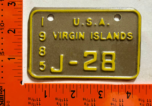 1985 Virgin Islands #J-28 Bicycle License Plate