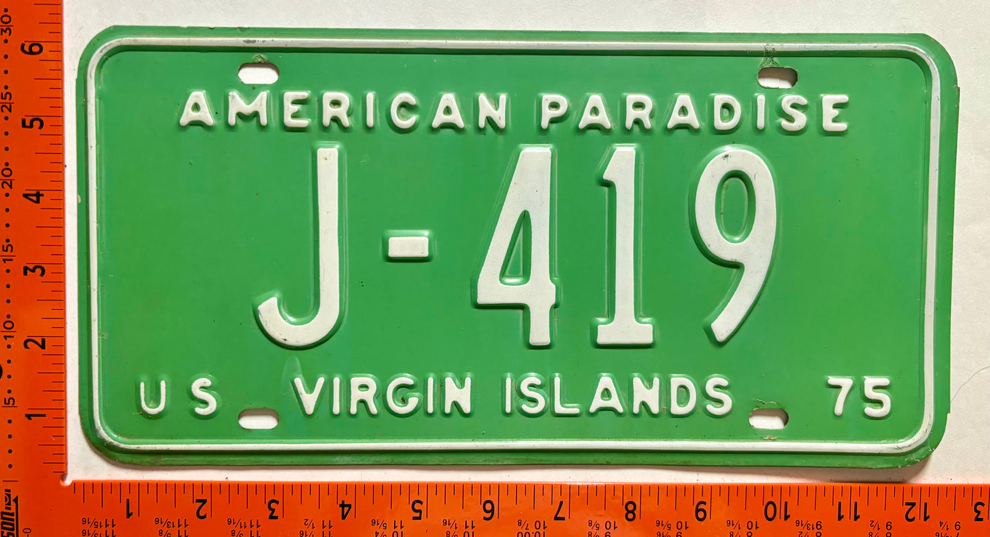 1975 Virgin Islands #J-419 Passenger License Plate
