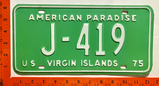 1975 Virgin Islands #J-419 Passenger License Plate