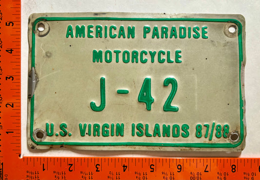 1987/1988 Virgin Islands #J-42 Motorcycle License Plate