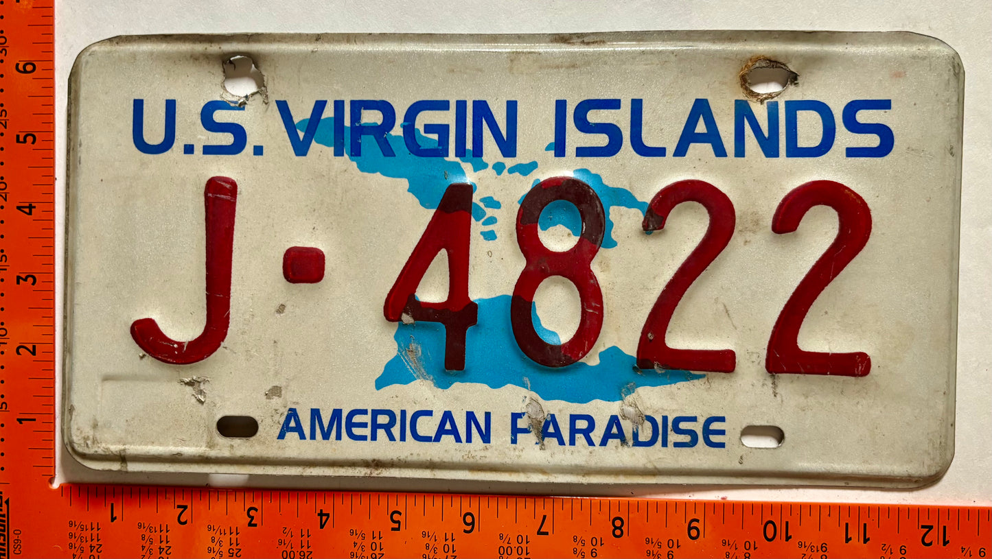 undated Virgin Islands #J-4822 Passenger License Plate