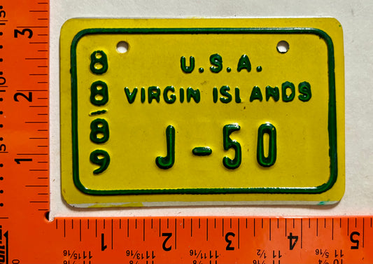 1988/1989 Virgin Islands #J-50 Bicycle License Plate