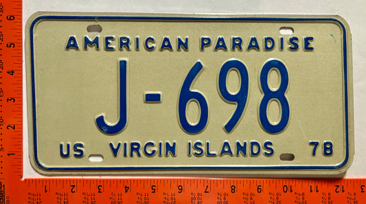 1978 Virgin Islands #J-698 Passenger License Plate