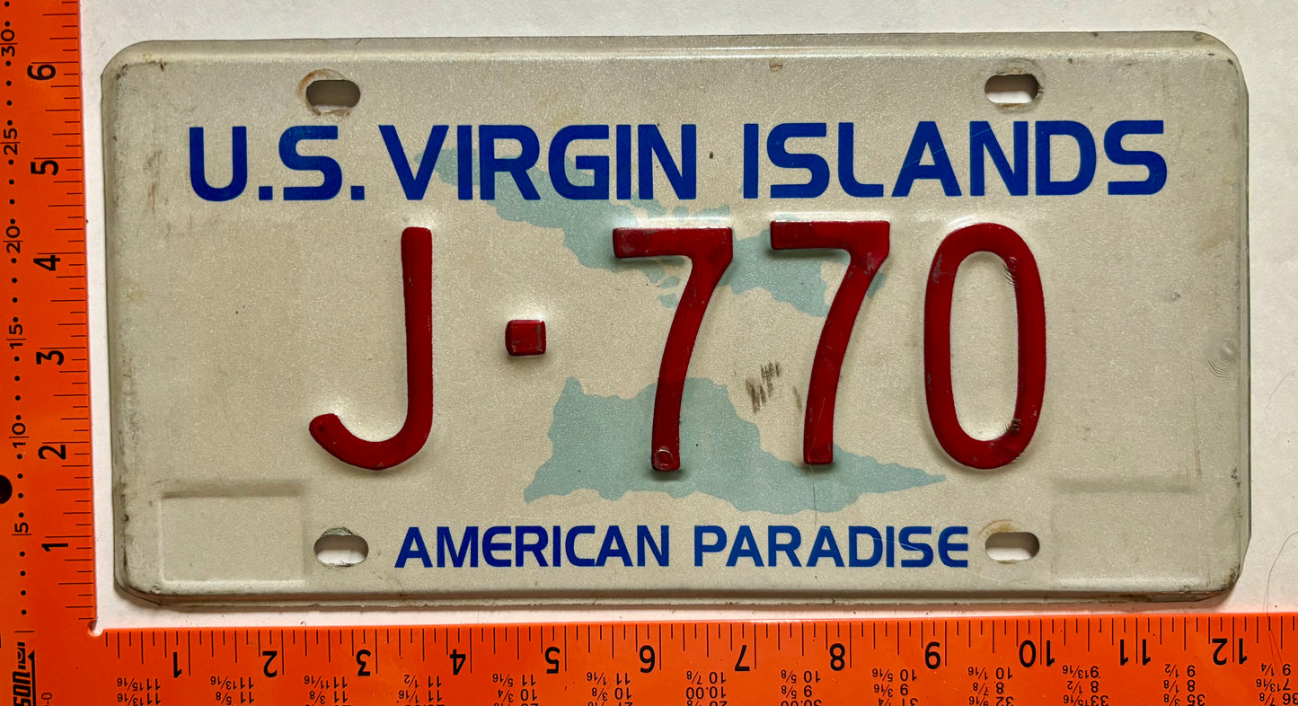 undated Virgin Islands #J-770 Passenger License Plate