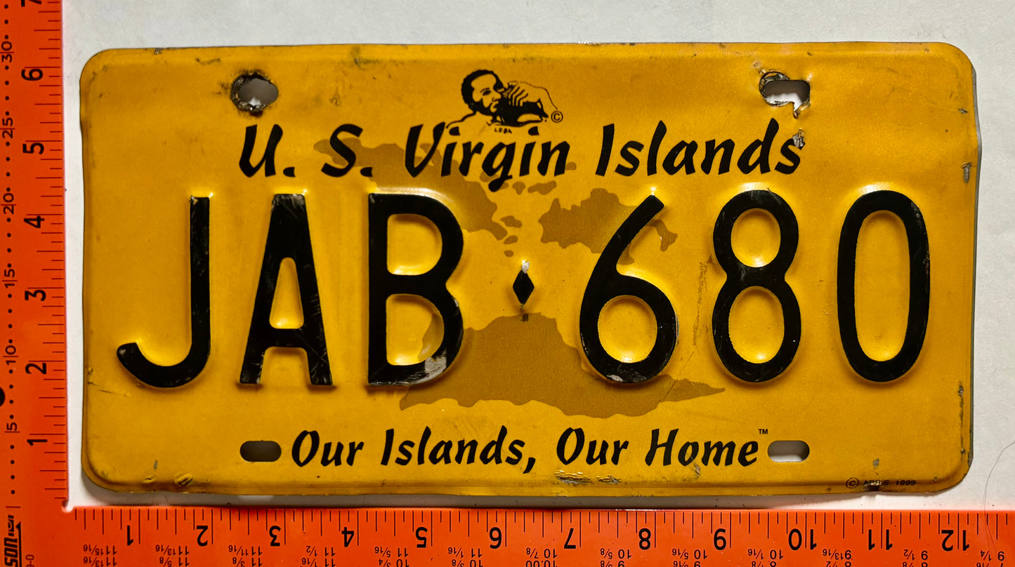 undated Virgin Islands #JAB-680 Passenger License Plate