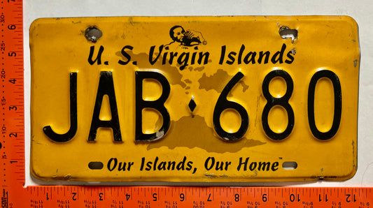 undated Virgin Islands #JAB-680 Passenger License Plate