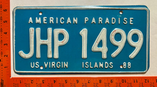 1988 Virgin Islands #JHP 1499 Truck License Plate