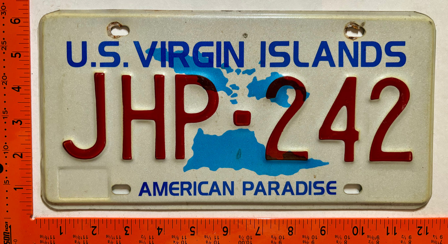 1995 base Virgin Islands #JHP-242 Truck License Plate