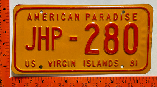 1981 Virgin Islands #JHP-280 Truck License Plate