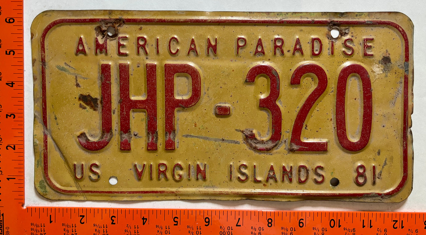 1981 Virgin Islands #JHP-320 Truck License Plate