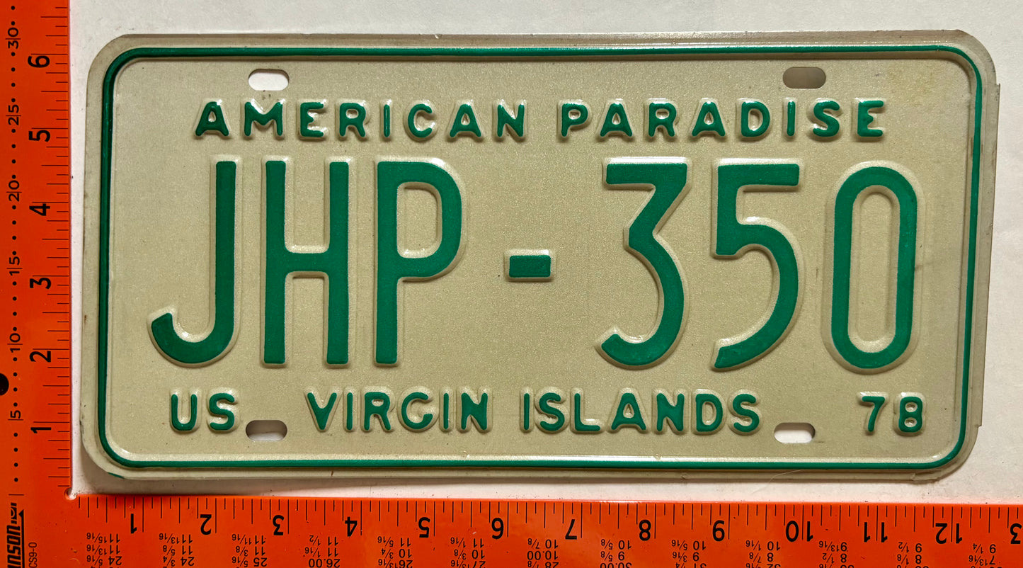 1978 Virgin Islands #JHP-350 Truck License Plate