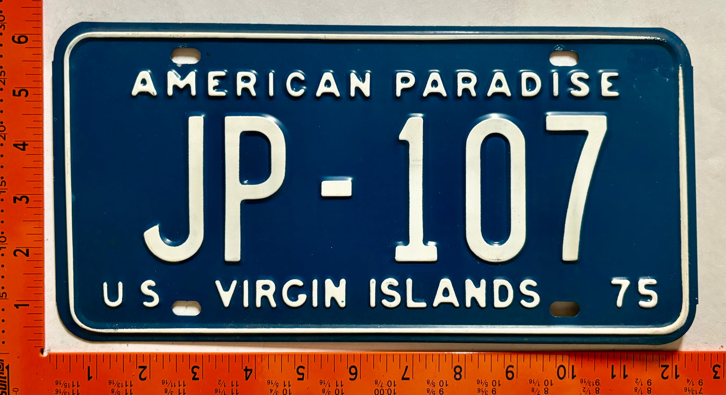 1975 Virgin Islands #JP-107 Taxi License Plate