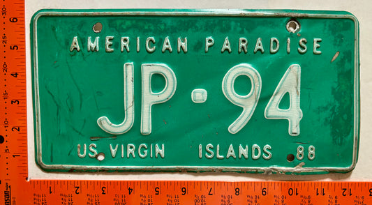 1988 Virgin Islands #JP-94 Taxi License Plate
