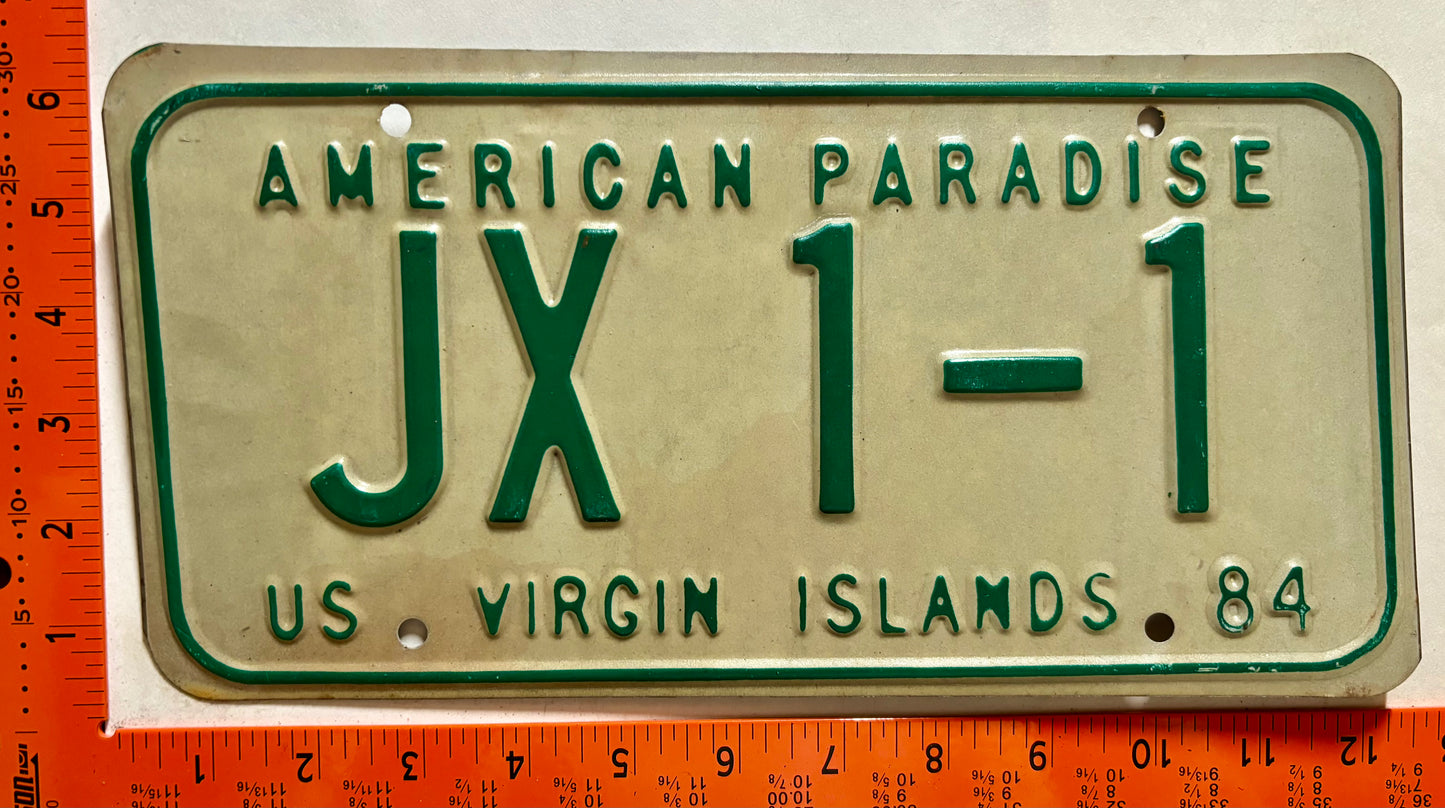 1984 Virgin Islands #JX 1-1 Dealer License Plate
