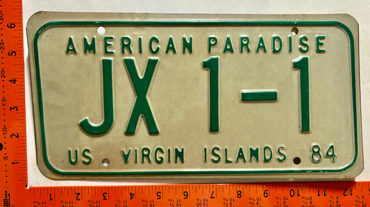 1984 Virgin Islands #JX 1-1 Dealer License Plate