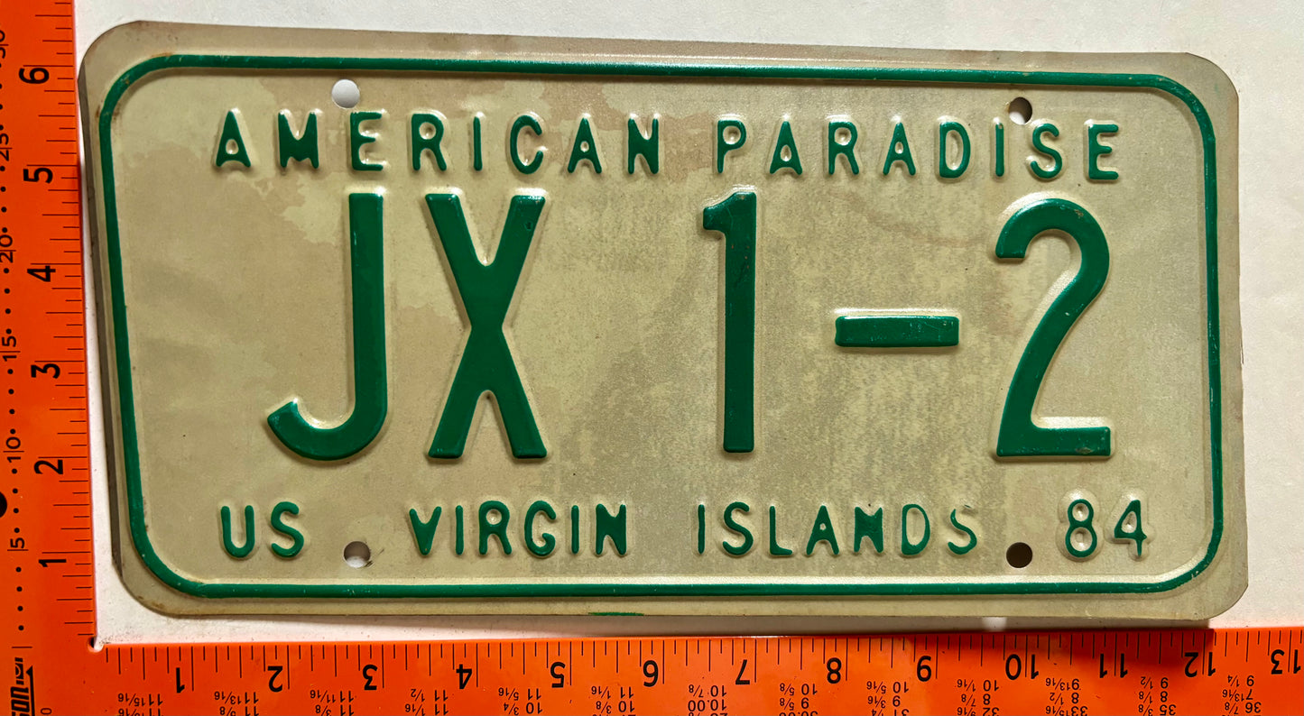 1984 Virgin Islands #JX 1-2 Dealer License Plate