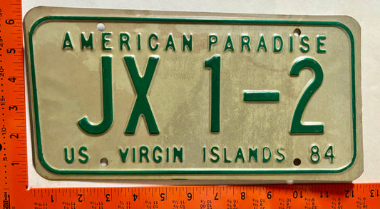 1984 Virgin Islands #JX 1-2 Dealer License Plate