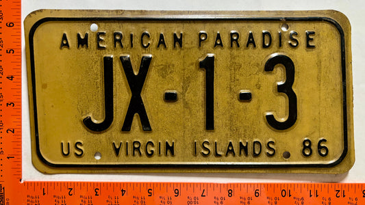 1986 Virgin Islands #JX 1-3 Dealer License Plate