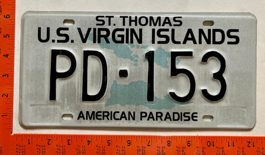 1995 Virgin Islands #PD-153 Government License Plate - Police Department