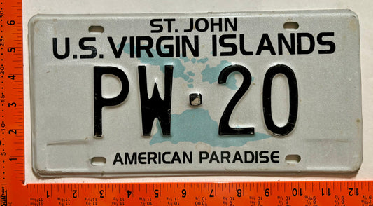 1995 Virgin Islands #PW-20 Government License Plate - Public Works
