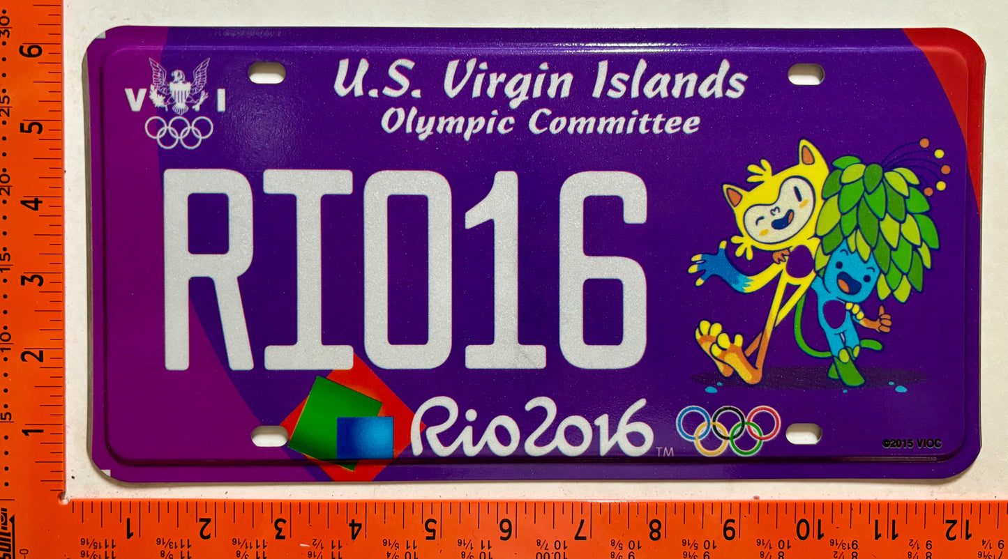 2016 Virgin Islands #RIO16 Olympics License Plate