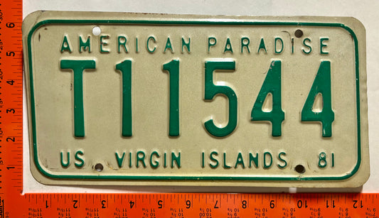 1981 Virgin Islands #T11544 Passenger License Plate