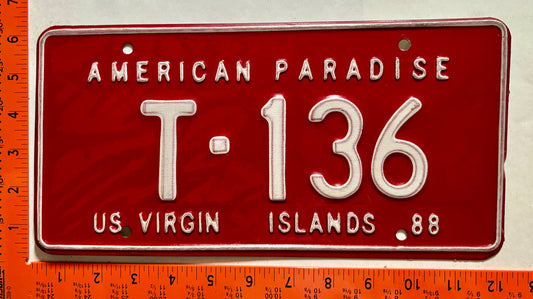 1988 Virgin Islands #T-136 Trailer License Plate