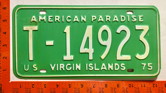 1975 Virgin Islands #T-14923 Passenger License Plate
