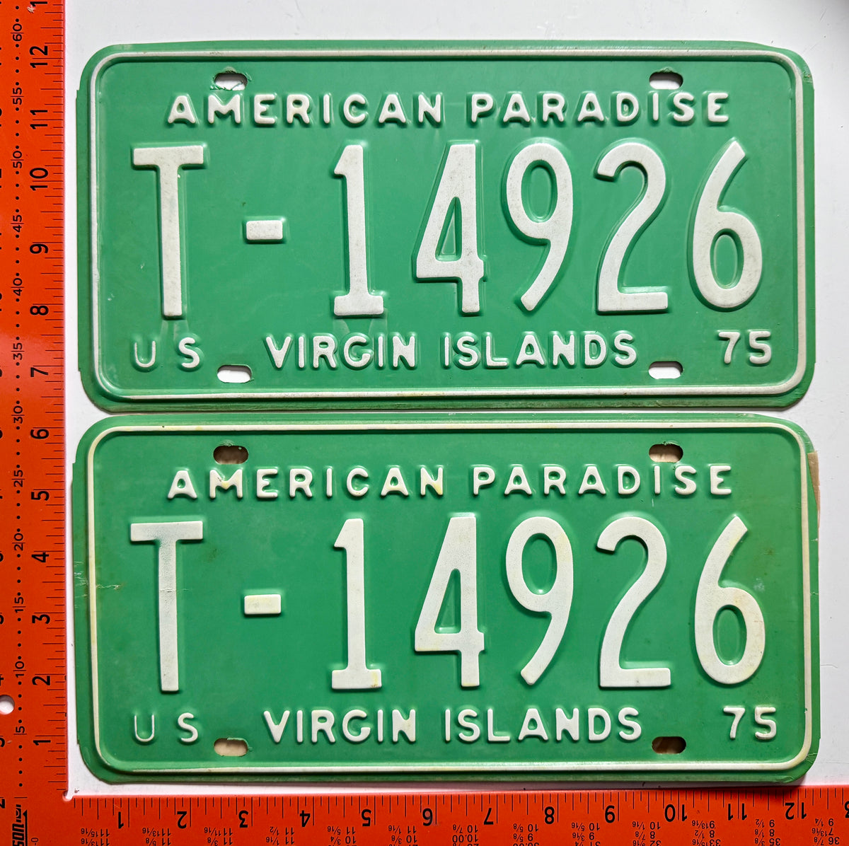 1975 Virgin Islands #T-14926 Passenger License Plate (Pair)
