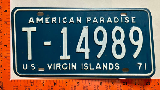 1971 Virgin Islands #T-14989 Passenger License Plate