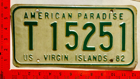 1982 Virgin Islands #T15251 Passenger License Plate