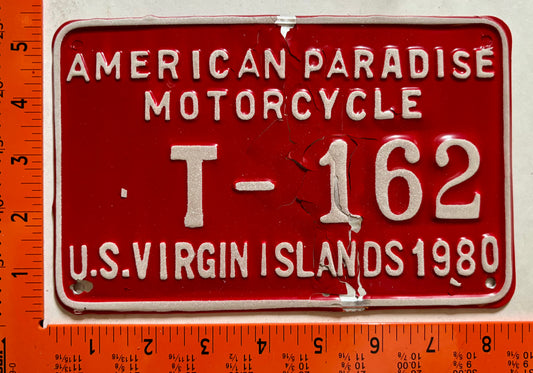 1980 Virgin Islands #T-162 Motorcycle License Plate
