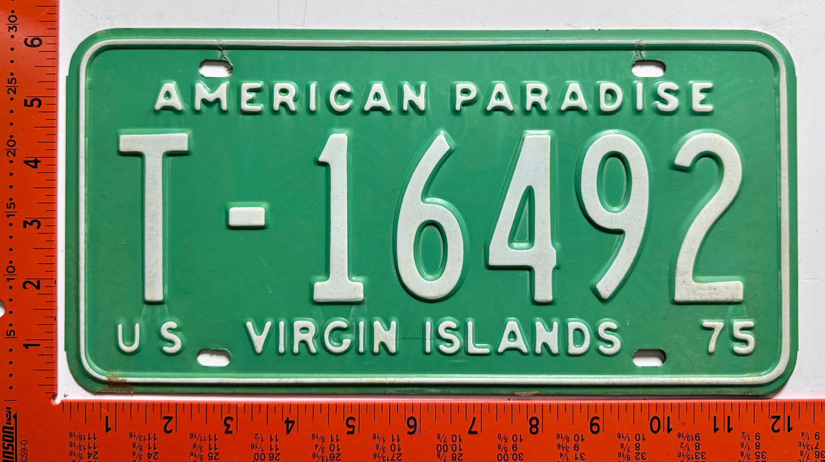 1975 Virgin Islands #T-16492 Passenger License Plate