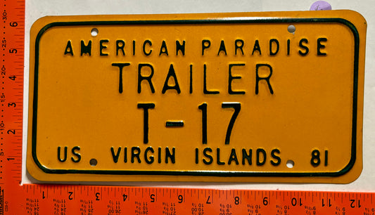 1981 Virgin Islands #T-17 Trailer License Plate