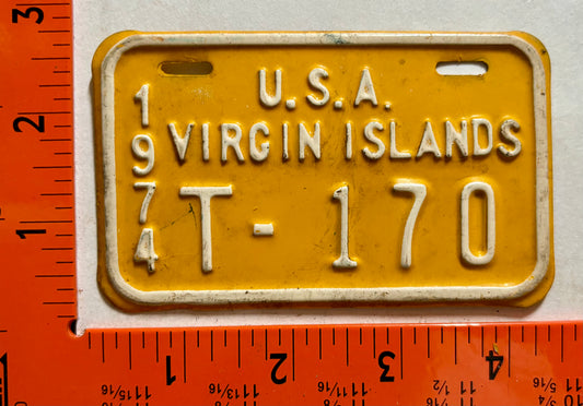 1974 Virgin Islands #T-170 Bicycle License Plate