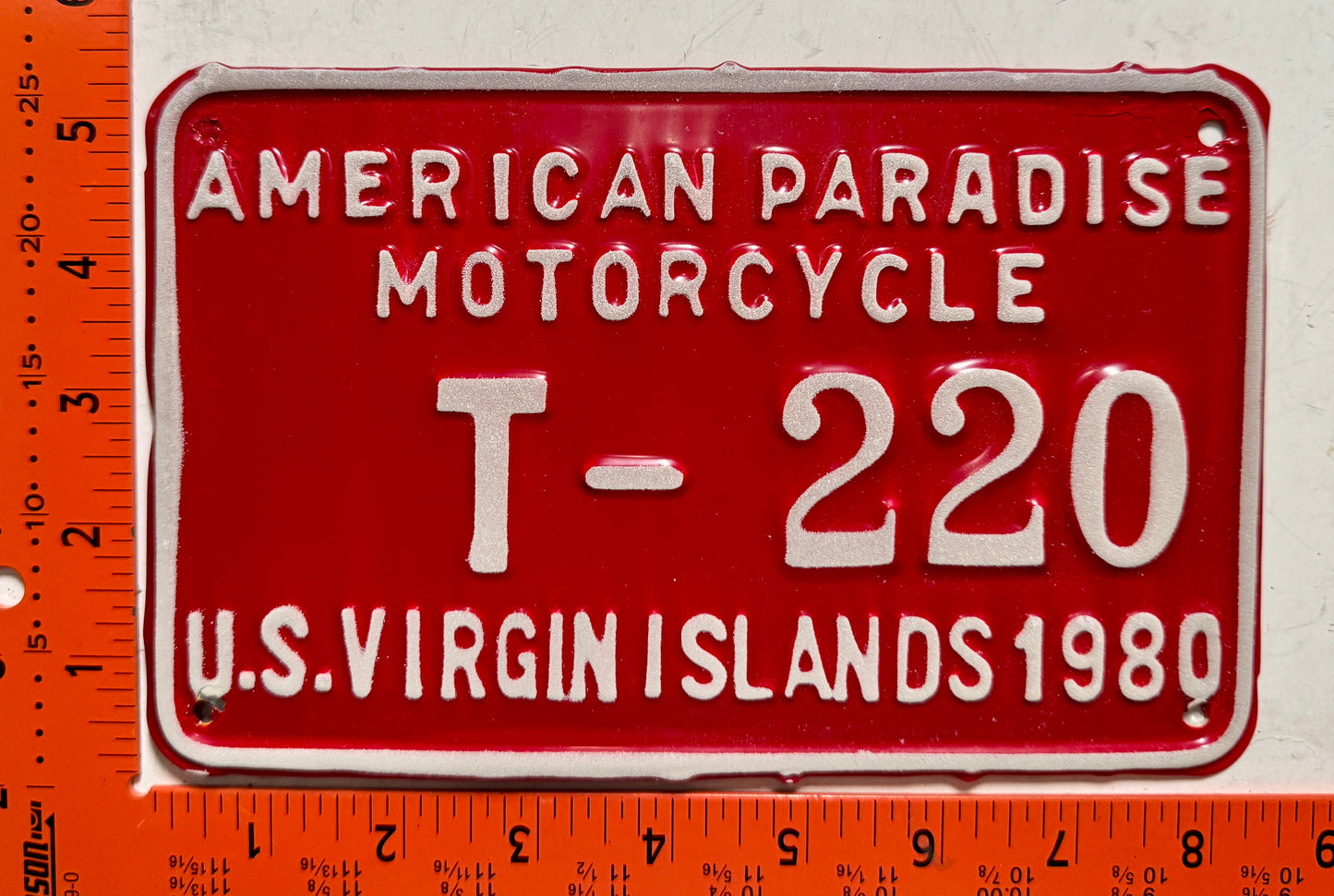 1980 Virgin Islands #T-220 Motorcycle License Plate
