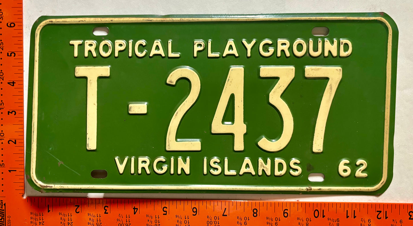 1962 Virgin Islands #T-2437 Passenger License Plate