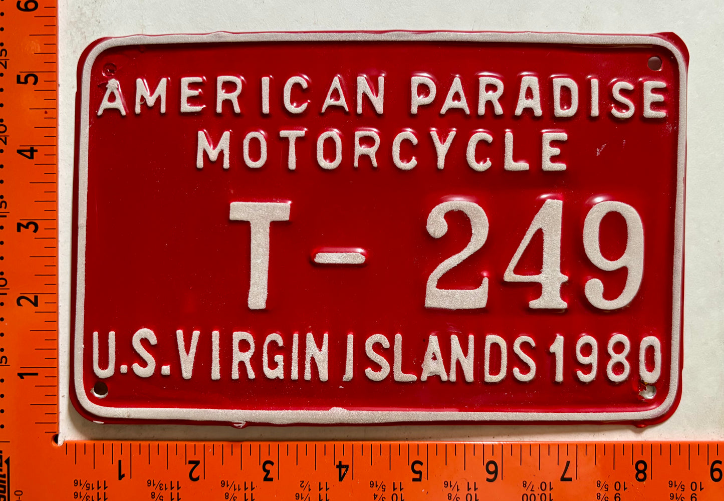 1980 Virgin Islands #T-249 Motorcycle License Plate