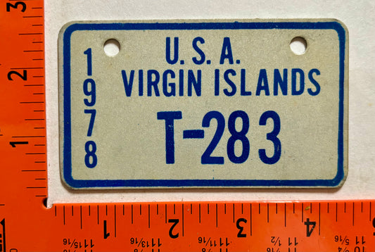 1978 Virgin Islands #T-283 Bicycle License Plate