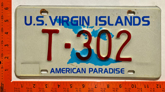 1993 base Virgin Islands #T-302 Passenger License Plate