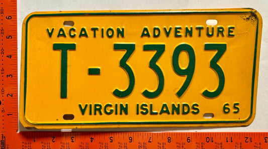 1965 Virgin Islands #T-3393 Passenger License Plate