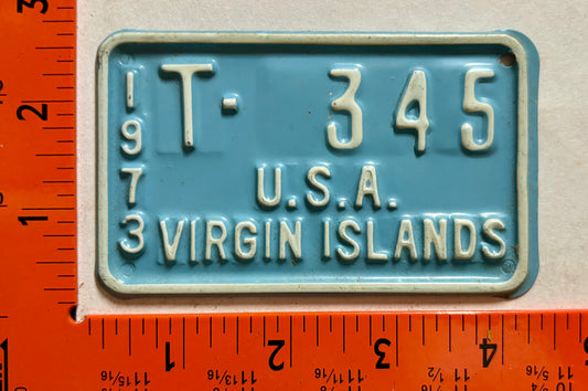 1973 Virgin Islands #T-345 Bicycle License Plate