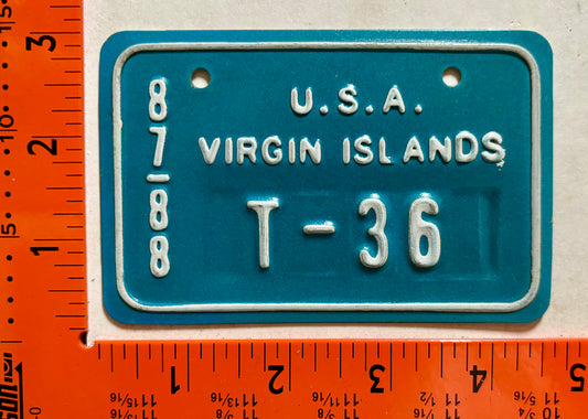 1987/1988 Virgin Islands #T-36 Bicycle License Plate