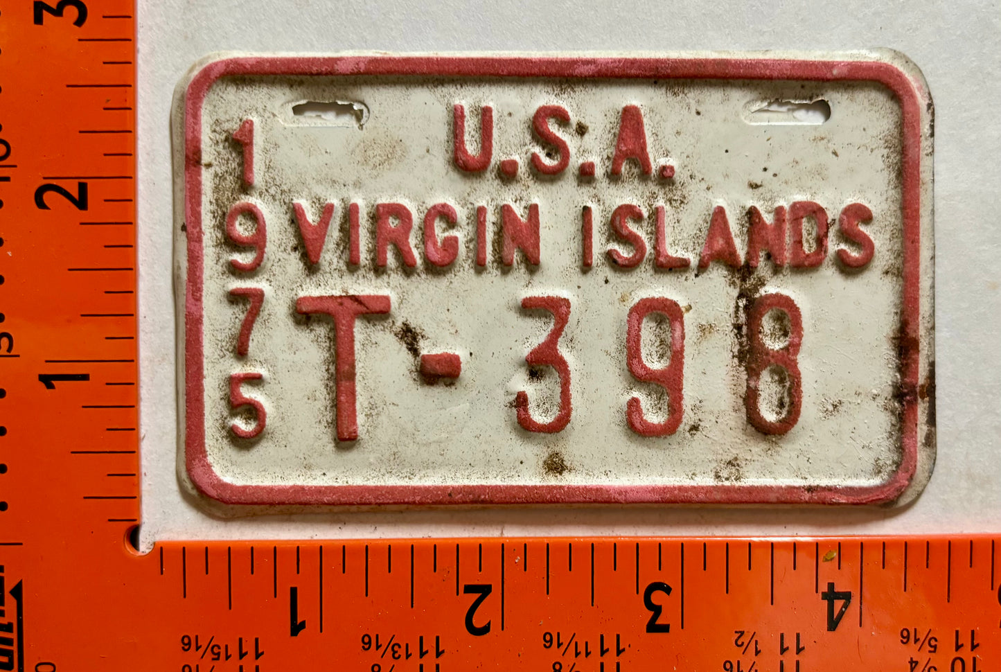 1975 Virgin Islands #T-398 Bicycle License Plate