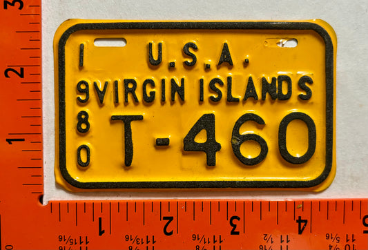 1980 Virgin Islands #T-460 Bicycle License Plate