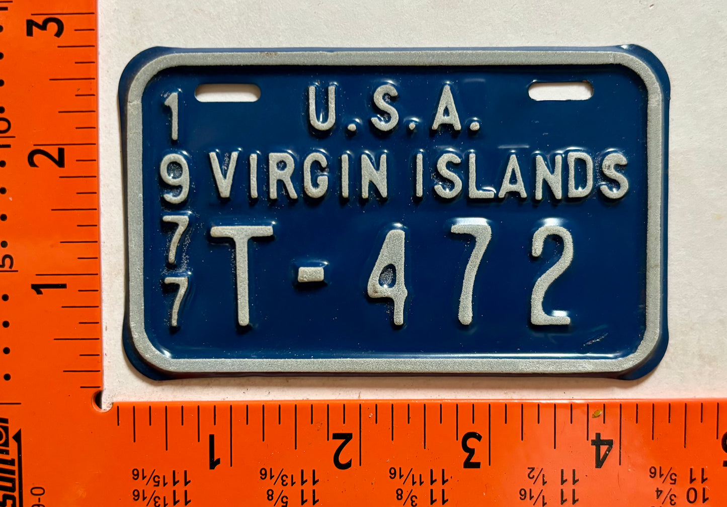 1977 Virgin Islands #T-472 Bicycle License Plate