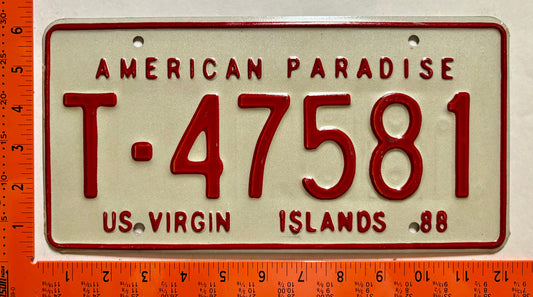 1988 Virgin Islands #T-47581 Passenger License Plate